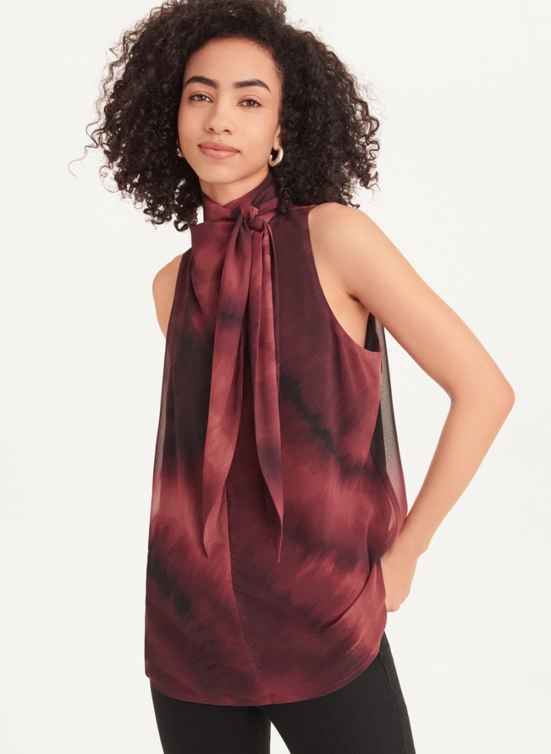 Women's Dkny Tie Neck Blouse Red | T4147063