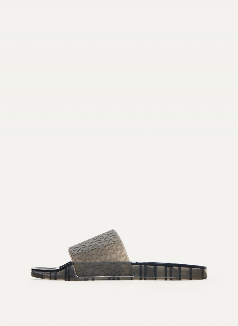 Women\'s Dkny Tinzli Jellys Slides Black | P6977686