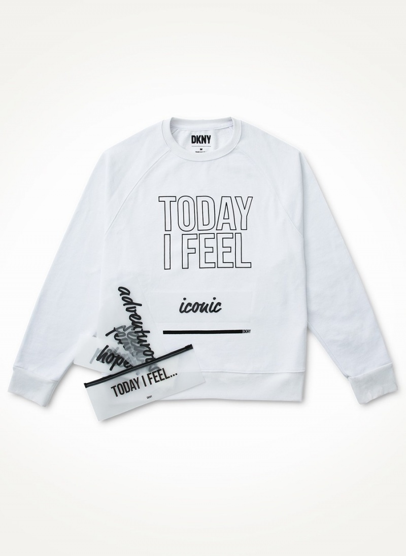 Women\'s Dkny Today I Feel Sweatshirts White | C9335332