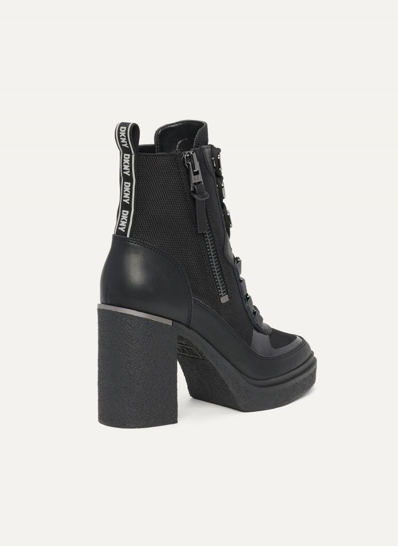 Women's Dkny Toia Lace Up Platform Boots Black | D4374794