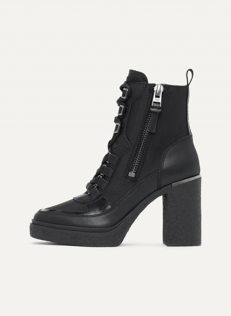 Women\'s Dkny Toia Lace Up Platform Boots Black | D4374794