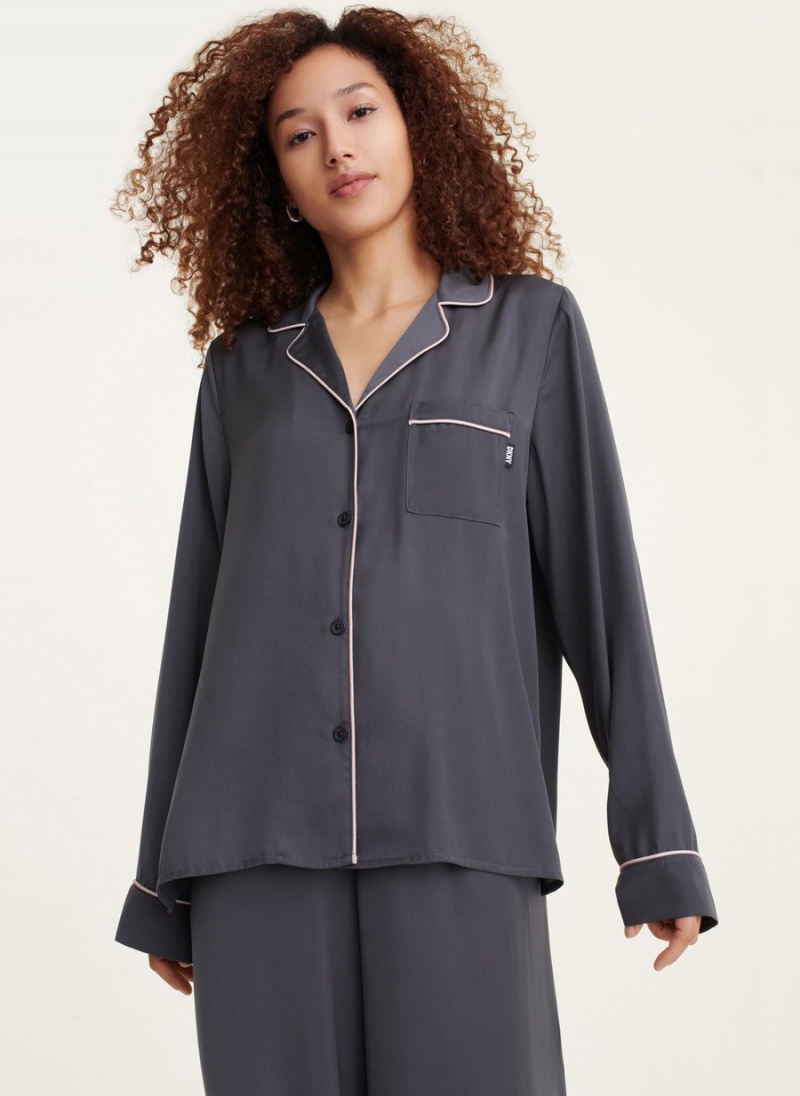 Women's Dkny Top & Pant Set Pajamas Black | O2719349