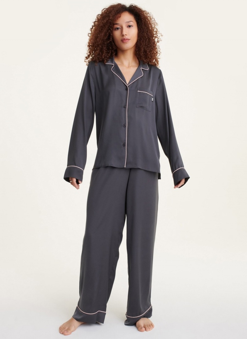 Women\'s Dkny Top & Pant Set Pajamas Black | O2719349