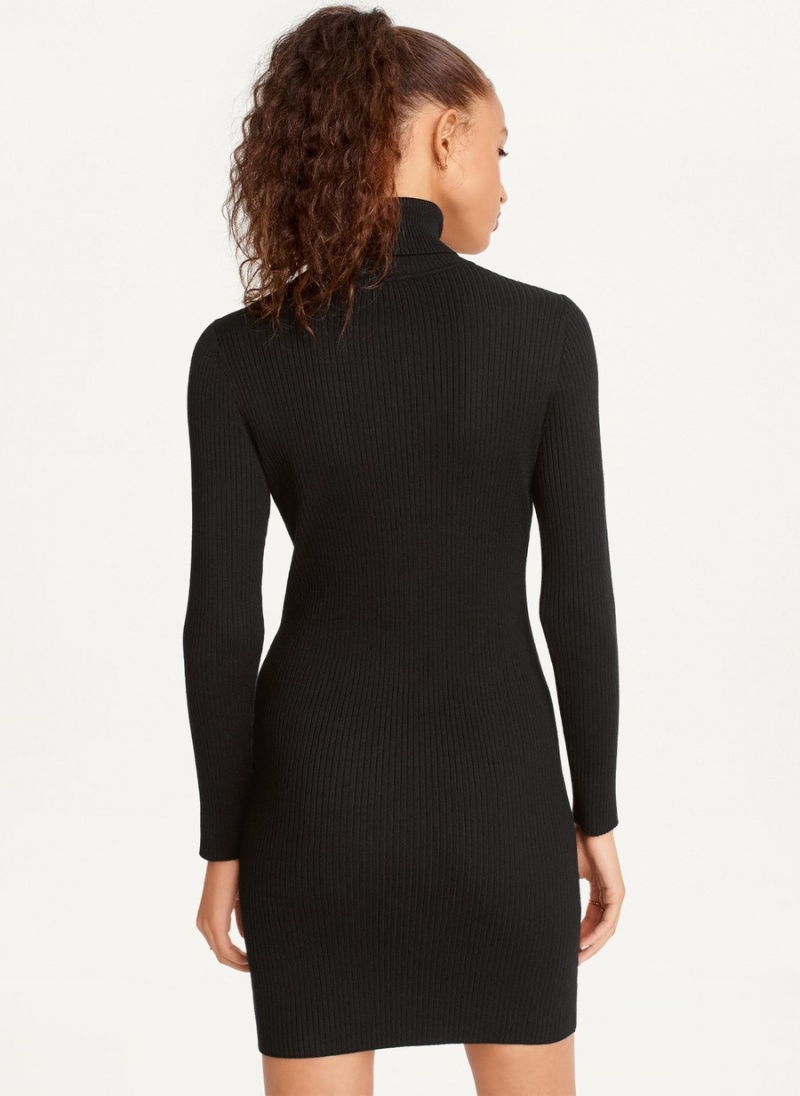 Women's Dkny Turtleneck Sweater Dress Black | U2837352