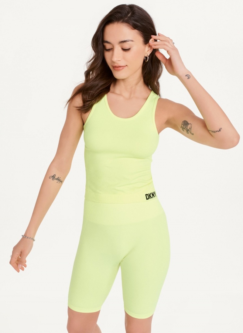 Women's Dkny Twill Seamless Bike Shorts Yellow | Z5641826