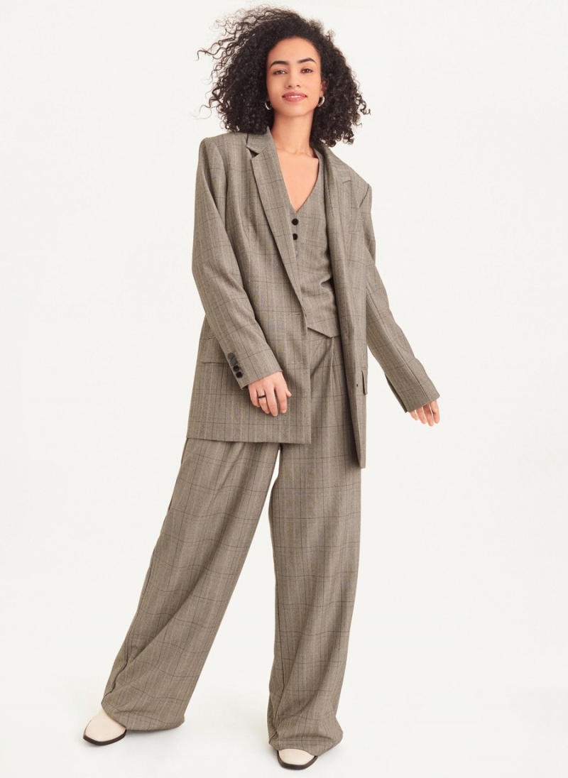 Women's Dkny Two Button Plaid Blazer Grey | G5100089