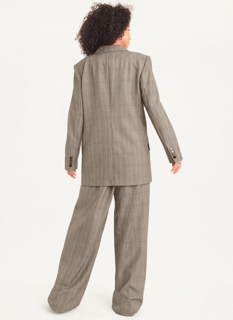 Women's Dkny Two Button Plaid Blazer Grey | G5100089