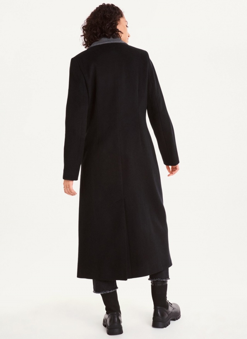 Women's Dkny Two Tone Maxi Wool Coats Black | Z7541260