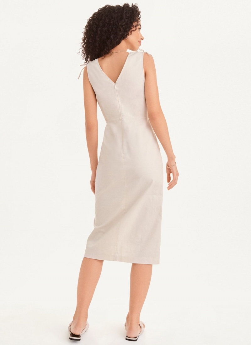 Women's Dkny V-Neck Dress White | N1040216