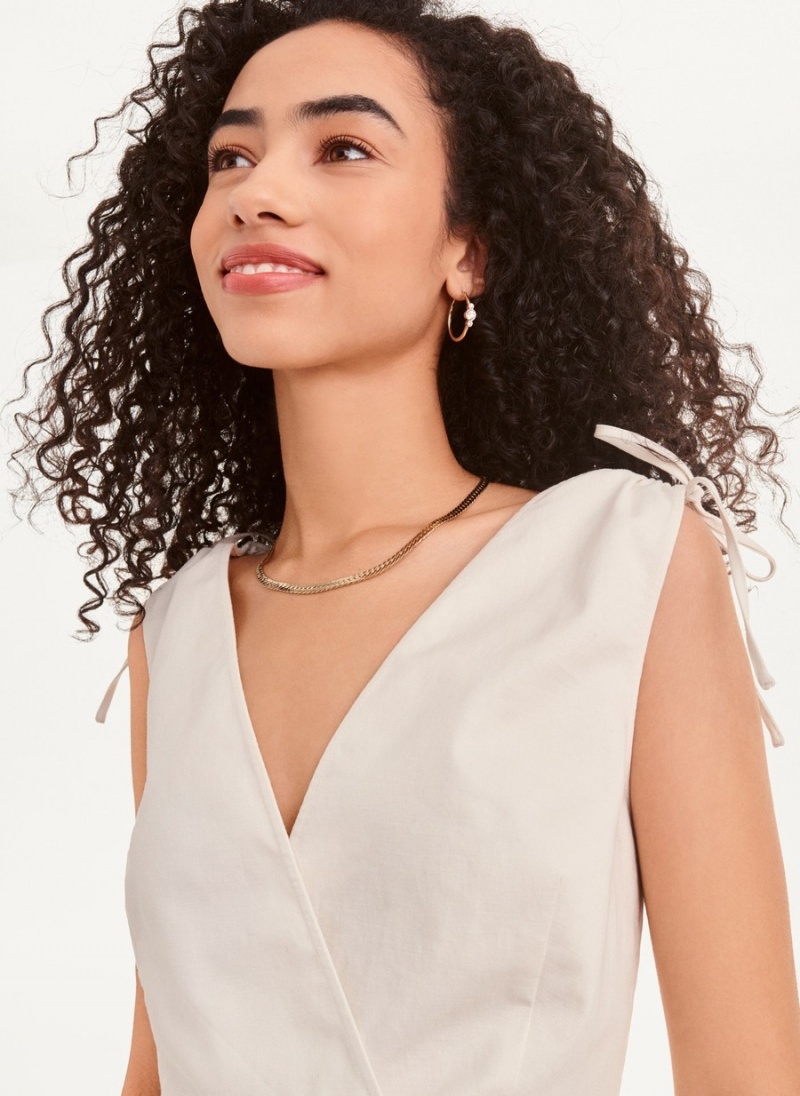 Women's Dkny V-Neck Dress White | N1040216