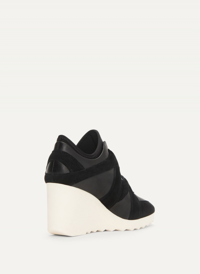 Women's Dkny Velcro Wedge Sneakers Black | H4801678
