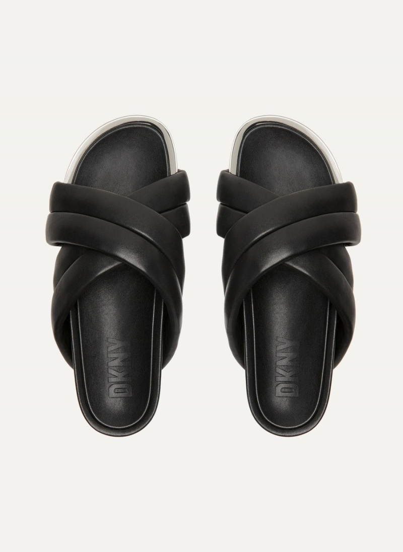 Women's Dkny Vienna Puffy Strap Sandals Black | E3397386