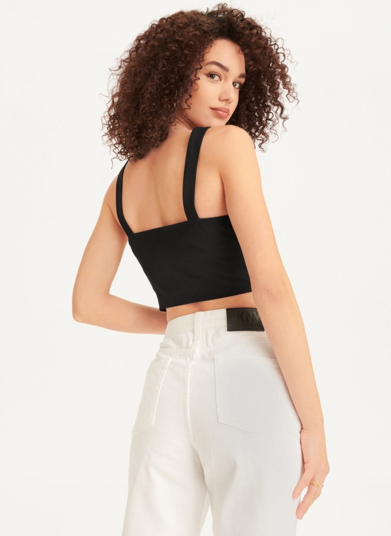 Women's Dkny Wired Crop Tank Top Black | U9974347