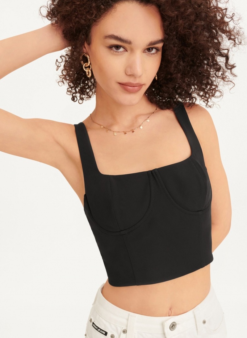 Women's Dkny Wired Crop Tank Top Black | U9974347