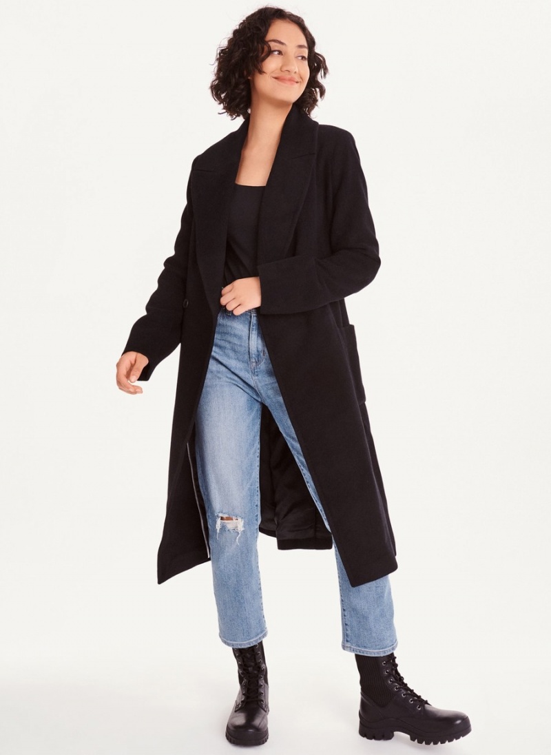 Women's Dkny Wool Wrap Coats Black | T8087528
