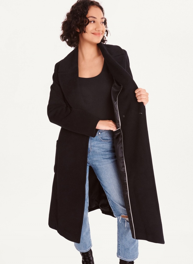 Women's Dkny Wool Wrap Coats Black | T8087528
