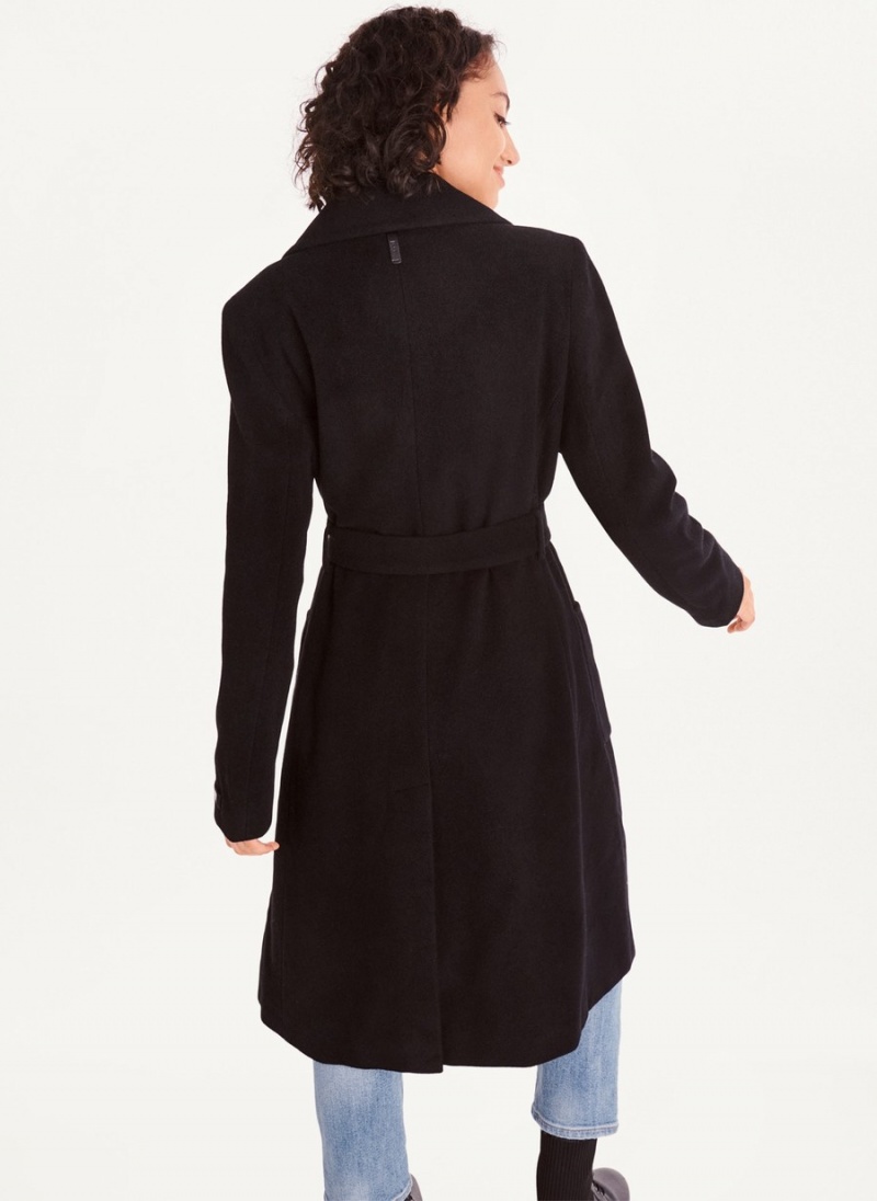 Women's Dkny Wool Wrap Coats Black | T8087528