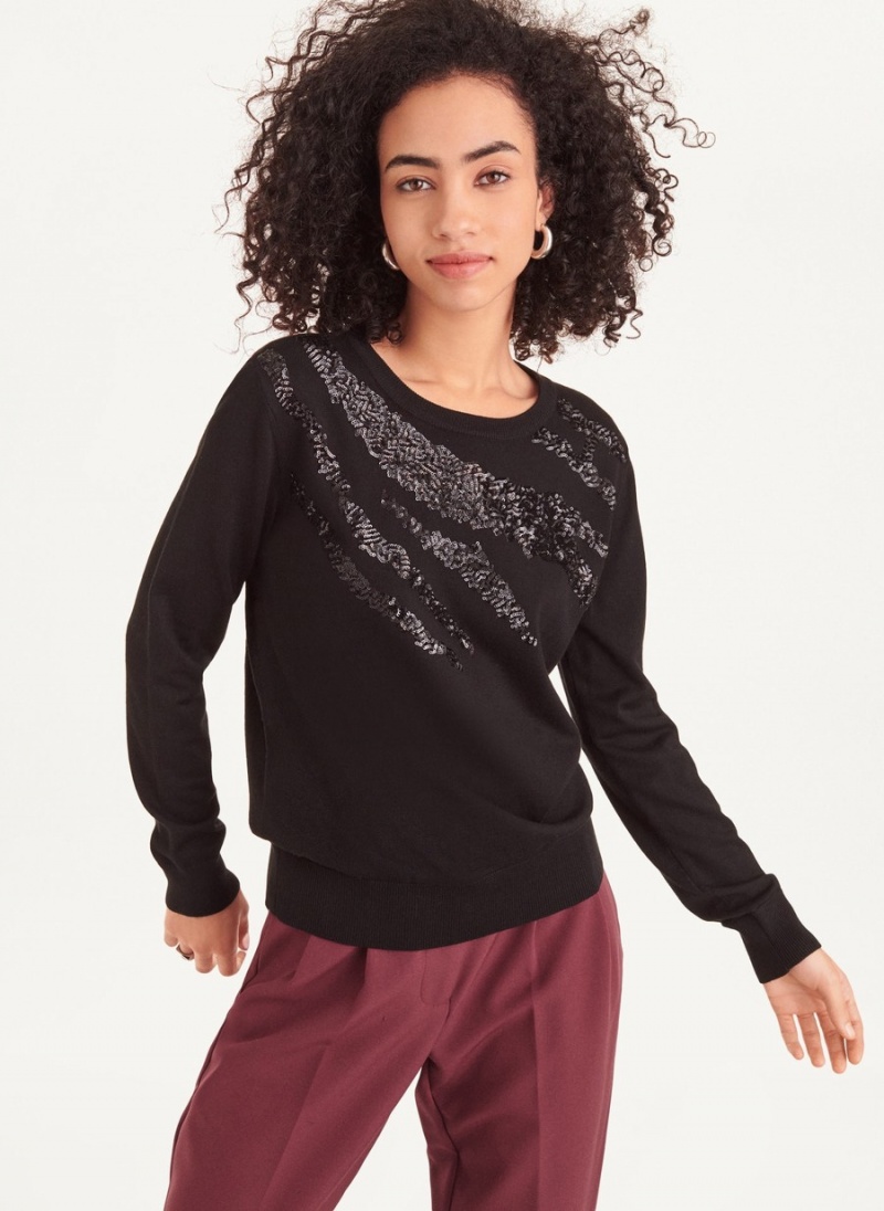 Women's Dkny Zebra Stripe Long Sleeve Black | Y8075379